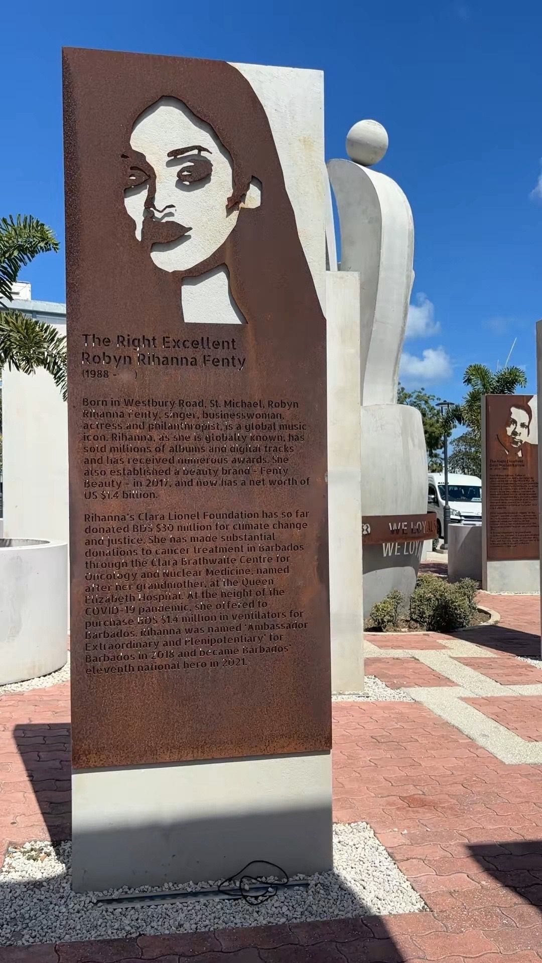 The national hero monument to Robyn Rihanna Fenty in Bridgetown, Barbados